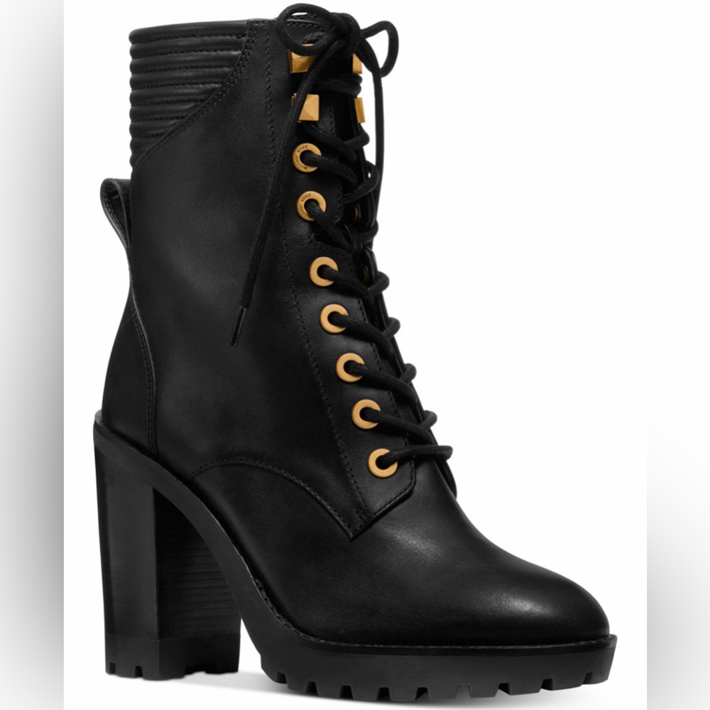 Michael Michael Kors Bastian Leather Lace-Up Booties